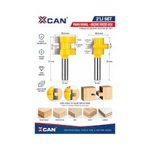 2'li Pano Kanal Geçme Freze Ucu Seti 28,6 Mm 8 Mm Şaft