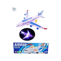 Hareketli Pilli 3d Işıklı Müzikli Yerde Gezen Airbus Uçak Oyuncak 23 Cm.