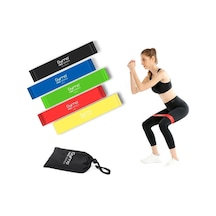 Gymo Pro Series Çantalı Direnç Bandı Fitness Pilates Esnetme Lastiği 5'li Set Gökkuşağı Çok Renkli