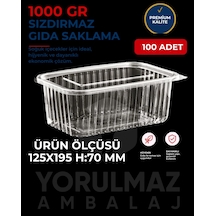 Kapaklı 1000 Gr Sızdırmaz Kullan-at Plastik Kase 100'lü Paket Servis & Saklama Kabı