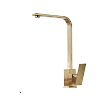 İsaoğlu Yapı Mat Gold Mutfak Bataryası Fırçalanmış Gold Evye Musluğu Kare Armatür Gold