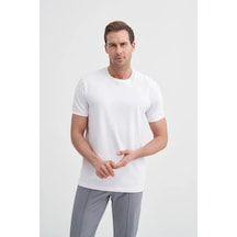 Cazador 4620 Bisiklet Yaka T-shirt Beyaz