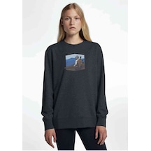 Pubg Sniper Mountain Baskılı Füme Antrasit Kadın Sweatshirt