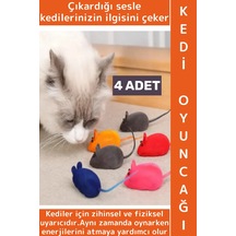 Evcil Hayvan Pet Enerji Atma Zihinsel Uyarı İlgi Çekici Sesli Sevimli Kedi Eğitim Oyun Faresi 4 Adet