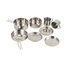 Tcherchi Açık Hava Saksıları Yürüyüş ve Kamp Malzemeleri, Portatif Kombinasyon Seti 8 Parça Gri