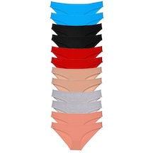 12 Adet Eko Set Likralı Kadın Slip Külot Çok Renkli 1