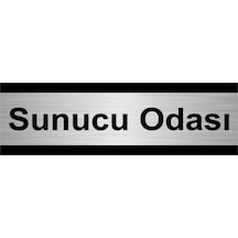 Sunucu Odası 10x20cm Gümüş Renk Metal Yönlendirme Levhası