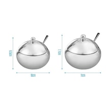 Pazly Paslanmaz Çelik Baharat Tencere Tuz Kutusu Şeker Kase Çeşni Caddy Konteyner Tutucu Kaşık Kapaklı Gümüş M Boyut Gümüş