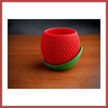 Bezos 3d Baskı Küre Saksı - Kafes Dokulu İki Parçalı Dekoratif Saksı - Kırmızı-yeşil Erdotıca Standart
