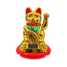 Güneş Enerjili Sallanan Şans Kedisi - Maneki Neko Şanslı Kedi Dekoratif Figür Ev Dekorasyonu