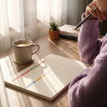 Tarihsiz A4 Haftalık Masa Planlayıcı 80 Yaprak 110gr. Ivory Minimal Tasarım Ofis & Çok Renkli