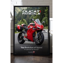 Ducati Panigale Siyah Ahşap Çerçeveli Poster, Dekoratif Motosiklet Duvar Tablosu