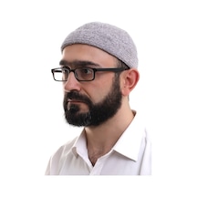 Gri Katlamalı Sade Desen Kışlık Kadife Takke Şapka