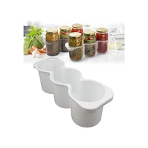 Lüks plastik Kavanoz Organizeri 3 Bölmeli Beyaz