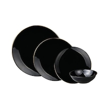 Nehir 24 Parça Siyah Porselen Yemek Takımı