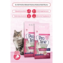 Proline Bebek Pudralı Bentonit Kedi Kumu 5 Lt 2 Adet