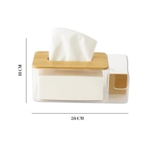 Bambulu Şeffaf Peçetelik Ve Organizer Çok Amaçlı Masa Düzenleyici, Modern Minimalist Tasarım -