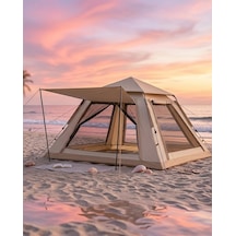 Mey İthalat Büyük Aile Kamp Çadırı 240x240x160 Cm Gölgelikli 6 Kişilik Outdoor Çadır Çok Renkli