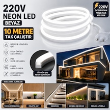 10 Metre 6500k Beyaz Neon Led 220v Tak Çalıştır Ip65 Ultra Parlak Esnek Hortum Led İç Dış Mekan Dekoratif Aydınlatma 6500K - Beyaz Işık