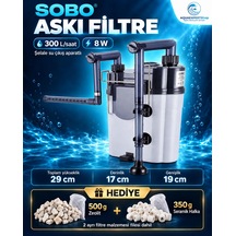 Sobo Akvaryum Askı Filtre - 300 Lt/saat - Seramik Halka + Zeolit Hediyeli - Şelale Filtreli - Aktif Temizlik - Temizlenebilir Sünger