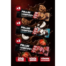 Fellas Çikolata Kaplı Highpro Protein Bar 50gr Karma Kutu 3 X 3