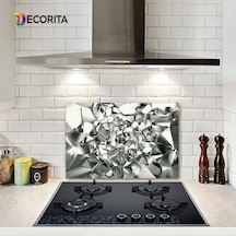 Decorıta Cam Ocak Arkası Koruyucu | Gümüş Kristal