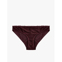 Koton Normal Bel Rahat Kalıp Dantel Detaylı Brief Külot Bordo 7wlk30065mk