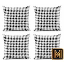 Kırlent 3 4'lü Kazayağı Desenli Kırlent Kılıfı 45x45 Cm Beyaz Dekoratif Yastık Kılıfı Modern Koltuk Kırlenti Kare Fermuarlı Kırlent Kılıfı Çok Renkli