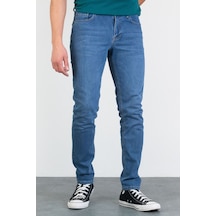 HLT Jeans Erkek Açık Mavi Taşlamalı Slim Fit Likralı Jean Kot Pantolon Brenden