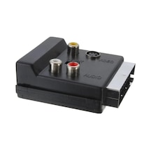 Ayarlanabilir Av Adaptörü Scart, 3 X Cinch Soketi, S-video Soketi Siyah Renk, Scart To Rca Tos Av Skart Çevirici Dönüştürücü S-video Adaptör