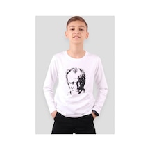 Modavals 23 Nisan 19 Mayıs 29 Ekim 10 Kasım Okul Gösteri Unısex Çocuk Atatürk & İmza Baskılı Uzun Kol Badi - Beyaz