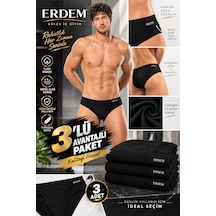 Erdem Erkek Siyah Pamuk Elastan Slip-3'lü Paket- 1340sw
