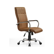Eko Bolero Müdür Bilgisayar - Ofis - Müdür - Büro - Çalışma Koltuğu Taba Renk Krom Ayaklı Taba