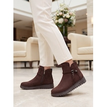 Nesilshoes Nesil Shoes Dvm 1001 Kahve Süet Kadın Fermuarlı Kışlık Bot