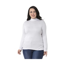 Disentis Büyük Beden Yarım Balıkçı Uzun Kollu Viskon Beyaz Body-beyaz Beyaz