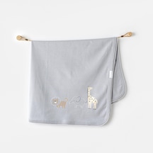 Erkek Bebek Battaniye Blanket 85x90 Little King Gri