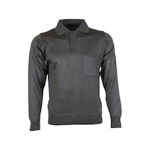 Erkek Gri Kazak Polo Yaka Yünlü Klasik Normal Kesim Rar00649