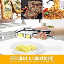 2'si 1 Arada Sarımsak Presi Paslanmaz Çelik Soyucu Sıkacağı Kırıcı Dayanıklı Ergonomik Mutfak Alet Aksesuarları Siyah