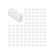 Yedek Parçalar: Brick: Duvar Parçası: 100 Adet 1x3 Beyaz 3622 - Parts: Brick: 100 Piece 1x3 White 3622