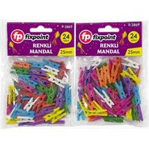 Renkli Mandal Seti 24 Lü Mini Ahşap Mandal 25 Mm 25 Cn Diğer