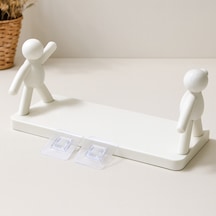 Tutacaklı Yapışkanlı Plastik Etejer Raf 13.5x33 Cm Beyaz - 50'li Renkli