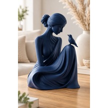 Kuşa Fısıldayan Kadın Figürlü Dekoratif Biblo 09652236