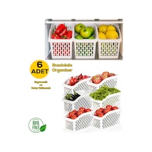 Porsima Org-23 6lı Çok Amaçlı Plastik Dolap Içi Düzenleyici Saklama Kutusu Organizer Sepet - Beyaz Beyaz