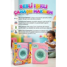 Sesli Işıklı Pilli 4 Düğmeli Çamaşır Makinası Kapakları Açılabilir Fonksiyonlu Eğitici Oyuncak Seti 1