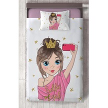 Mekta Home Bebek Ve Çocuk Odası Selfie Yapan Prenses Kız Desenli Yatak Örtüsü