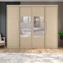 Sürgülü Gardırop İki Taraflı Boydan Kapaklı Orta Sürgülü Dolap 60+140+60 Cm Koton Vizon