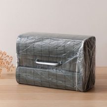 Bambu Kirli Çamaşır Sepeti 35x50 Cm - Yuvarlak Kapaklı Gri Renkli
