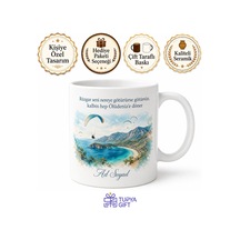 Fethiye Ölüdeniz Rüzgarı Muğla Hatırası Çay Kupası Hediye Bardak Beyaz / Çok Renkli