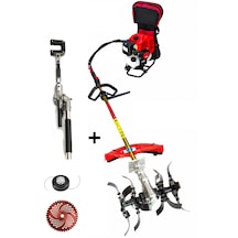 Benzinli Ot Biçme Makinesi + Toprak Çapalama + Kancalı Zeytin & Fındık Silkeleme Hasat Aparatı Set 52 Cc 4.6 Hp Bc520