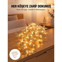 Yaprak Şekilli Gümüş Led Işık Pilli Dekoratif Aydınlatma Çok Renkli 97708108